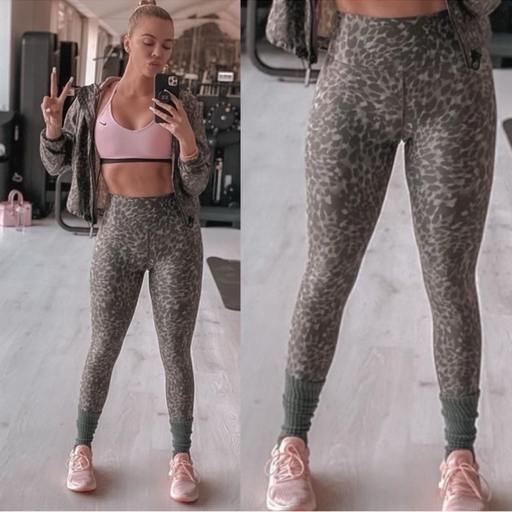 Good American The Ferocious High Waist Compression Leopard Workout Leggings 0=XS